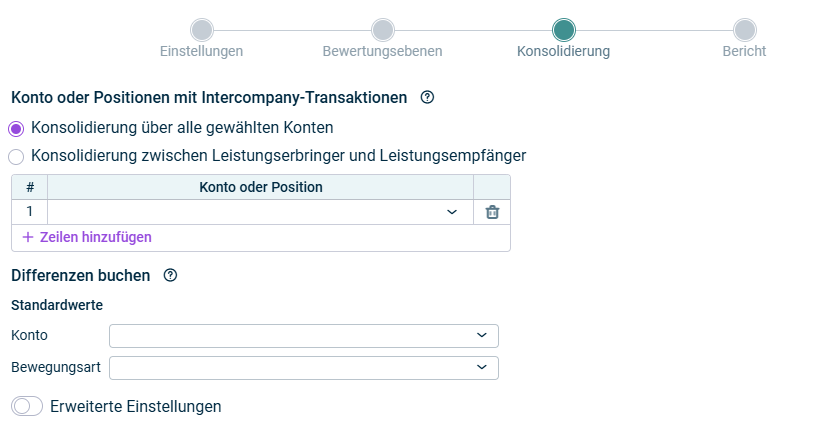 Zeigt den Schritt 'Konsolidierung'
