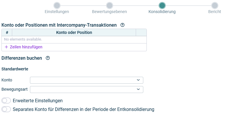 Zeigt den Schritt 'Konsolidierung'