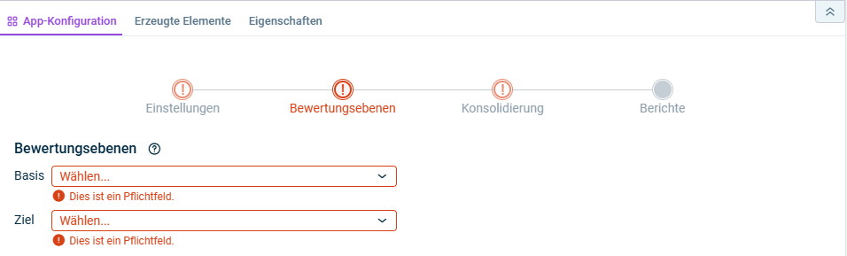 Das ist der Schritt 'Bewertungsebenen' für die Konsolidierung der Beteiligungserträge.