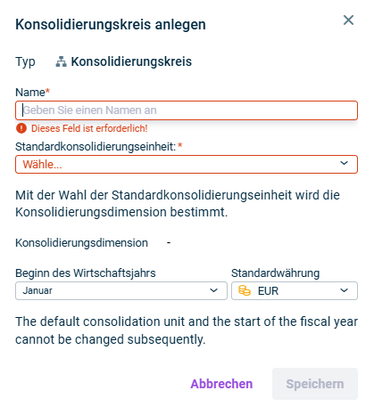 Zeigt den Dialog 'Konsolidierungskreis anlegen'