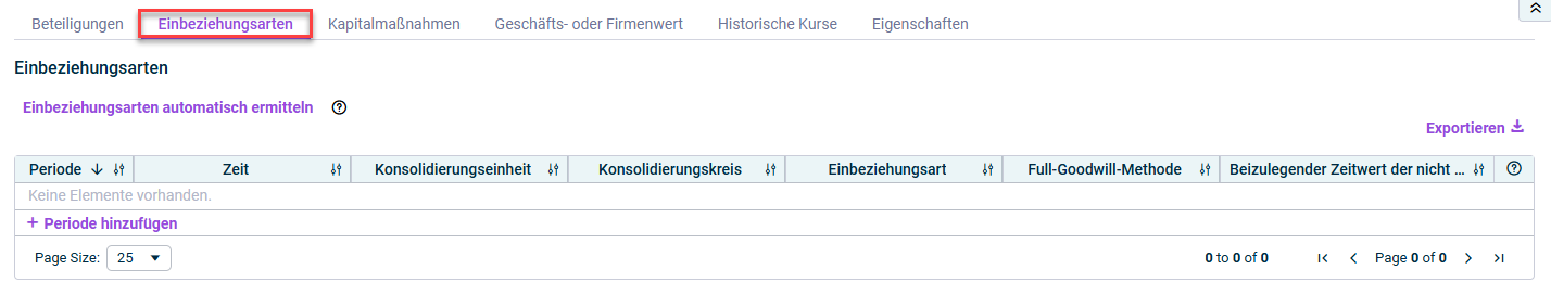 Zeigt den Reiter 'Einbeziehungsarten' der Stammdatenverwaltung.