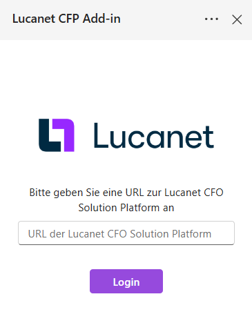 Seitenleiste 'CFP Add-in' zur Angabe der Datenbank