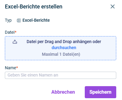 Zeigt den Dialog 'Excel-Berichte erstellen'