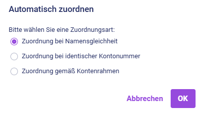 Zeigt den Dialog 'Automatisch zuordnen'.