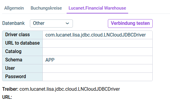 Verbindungsinformationen des Lucanet.Financial Warehouse
