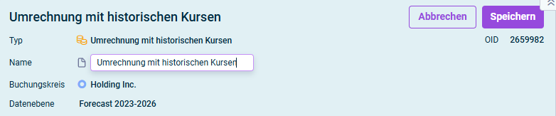 Zeigt die allgemeine Eigenschaften einer 'Umrechnung mit historischen Kursen'-Buchung an.