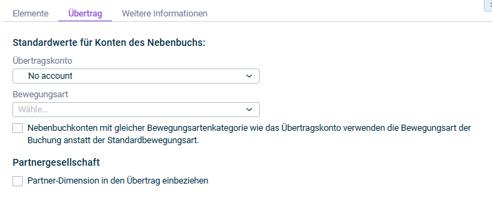 Zeigt den Reiter 'Übertrag'