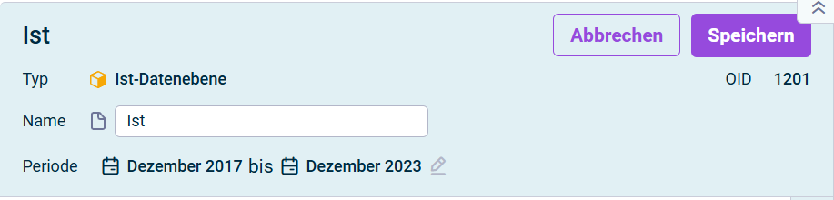 Der Dialog zum Bearbeiten der Ist-Datenebene wird angezeigt.