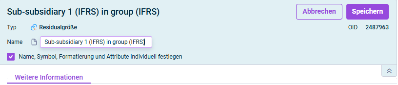Der Dialog zum Bearbeiten einer Residualgröße wird angezeigt.