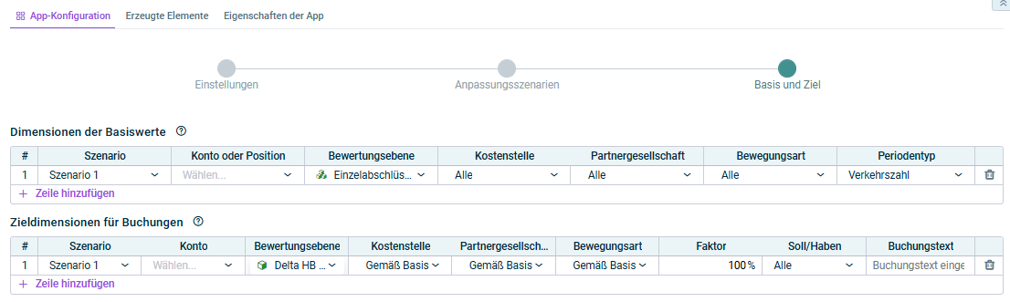 Hier wird der Schritt 'Basis und Ziel' beschrieben.