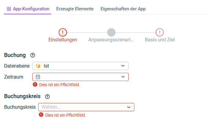 Hier wird der Schritt 'Einstellungen' beschrieben.