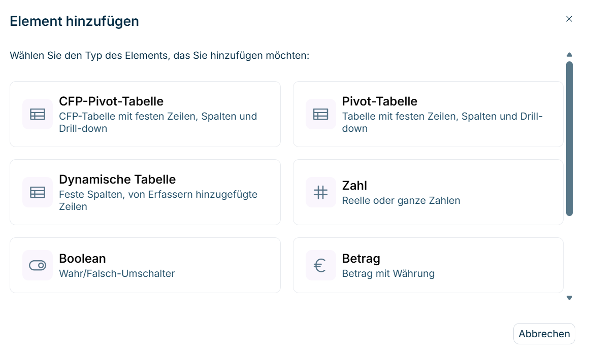 Der Dialog 'Element hinzufügen' wird angezeigt.