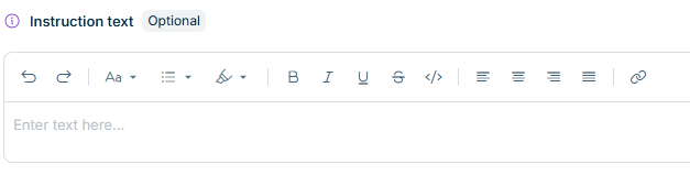 Der Rich-Text-Editor 'Anleitung' wird im Formularvorlagen-Designer angezeigt.