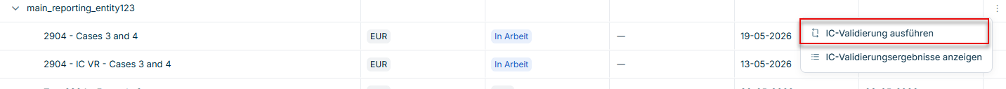 Die Option 'IC-Validierung ausführen' wird angezeigt.