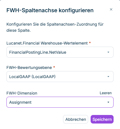 Der Dialog 'FWH-Spaltenachse konfigurieren' wird angezeigt.