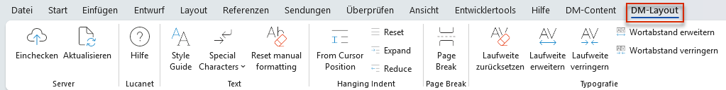 Ribbon DM-Layout in MS Word