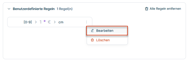 Benutzerdefinierte Regeln bearbeiten