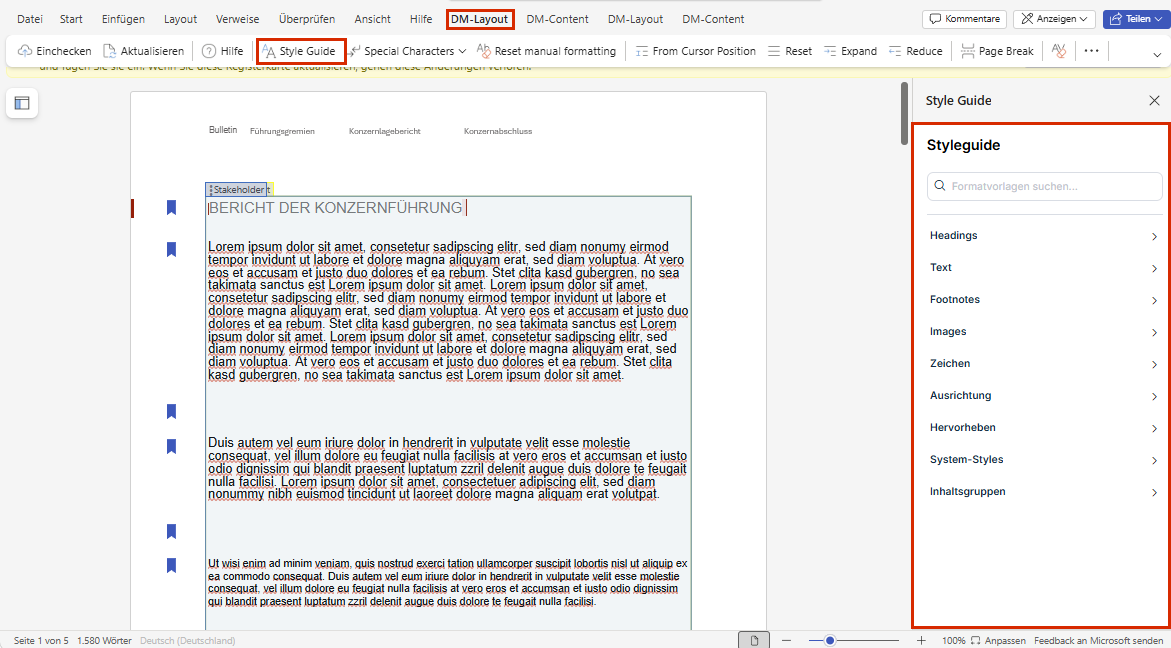 Styleguide in MS Word
