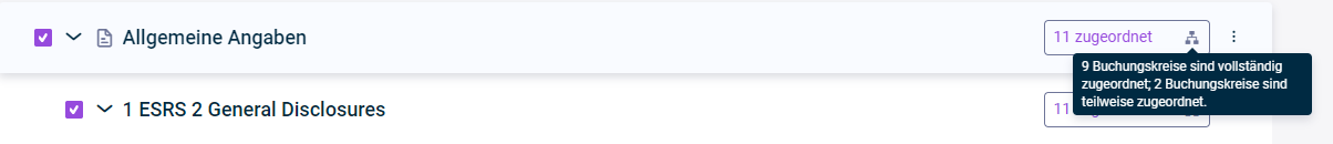 Der Tooltip der Schaltfläche für die Zuordnung für 'Allgemeine Angaben' wird angezeigt.