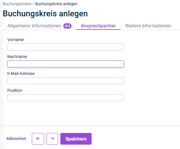 Reiter 'Ansprechpartner' wird angezeigt.