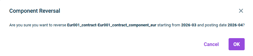 The 'Component Reversal' dialog is displayed.