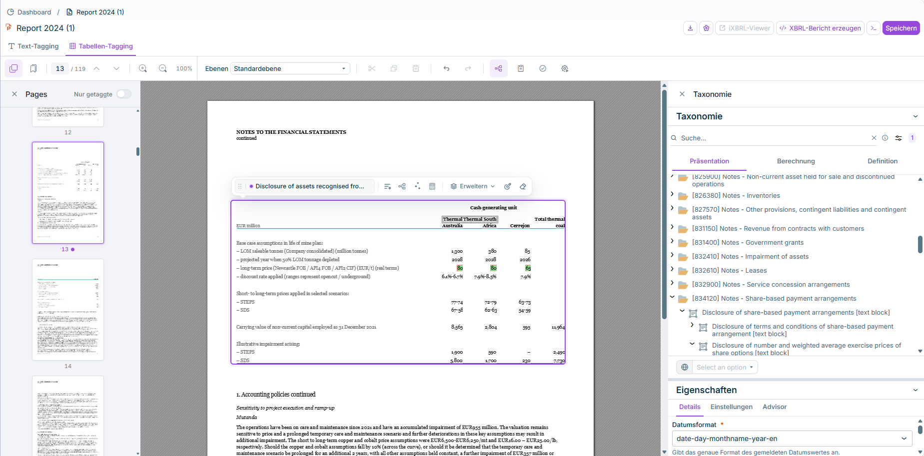 Zeigt die Benutzeroberfläche bei der Bearbeitung eines PDF-Dokuments