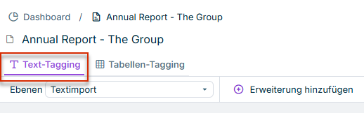 Reiter 'Text-Tagging' öffnen