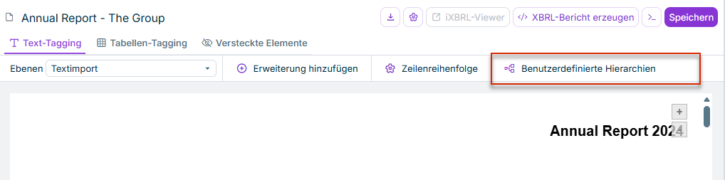 Dialog 'Benutzerdefinierte Hierarchien' öffnen
