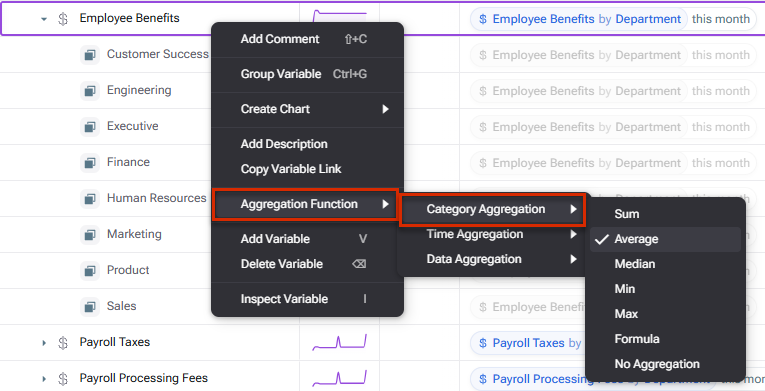 Changing the Category Aggregation