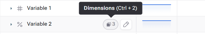 Zeigt die Schaltfläche 'Dimensionen' bei einer Variable an.