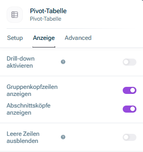 The Display tab of the table settings is displayed.