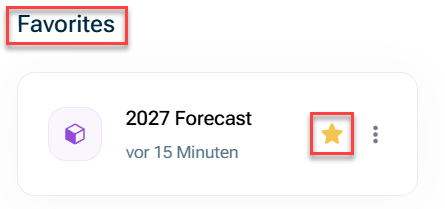 Zeigt den Abschnitt an, in dem die als Favoriten markierten Modelle angezeigt werden.