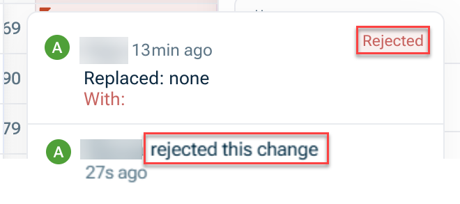 Shows the details of a proposal item. Highlighted is the status in the top-right corner.