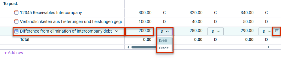 Options in the 'To post' area