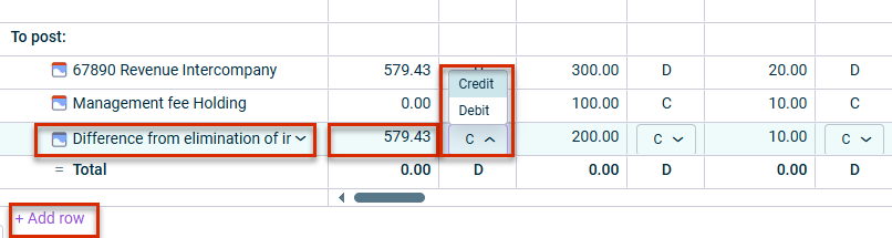 Options in the 'To post' area