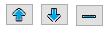Shows the menu bar of a condition in the 'Insert Text Value' window of Disclosure Management with the buttons for moving the condition up and down and the button for deleting it.