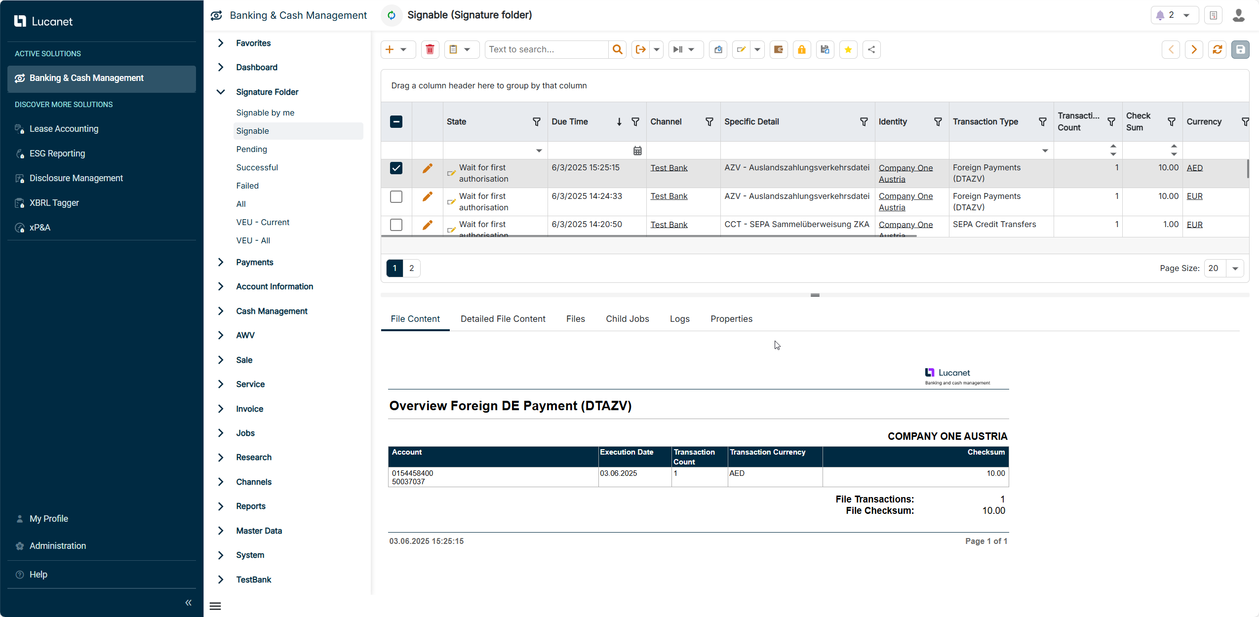 Dashboard in Banking & Cash Management