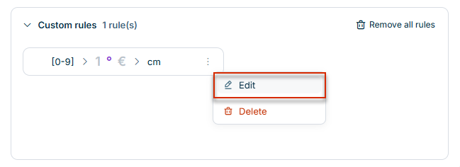 Editing custom rules