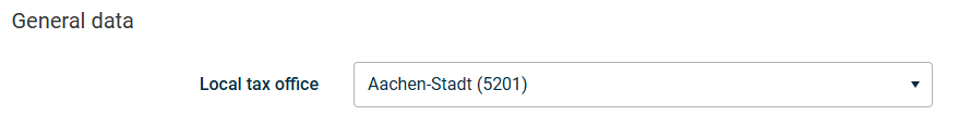 This shows the drop-down list for the local tax office in the overview.