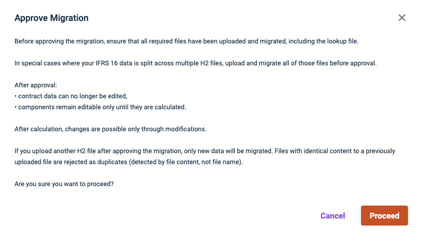 The 'Approve Migration' dialog is displayed.