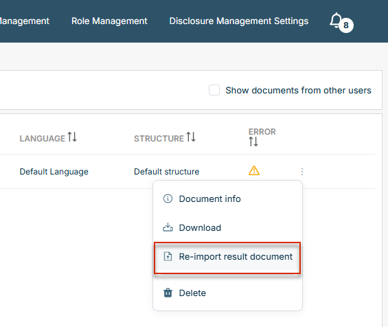 Shows the MS Word settings in Disclosure Management with the option to configure the date format for document variables.