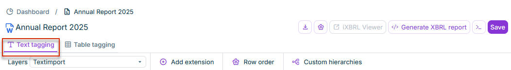 Open the text tagging layer