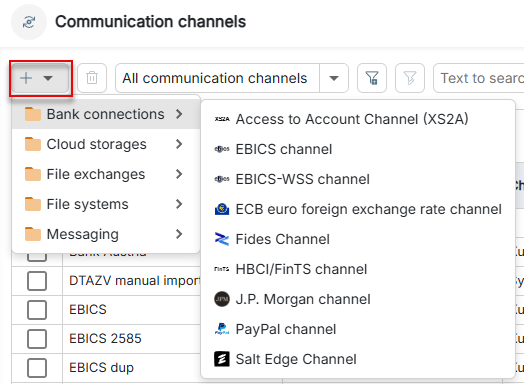 The dialog for creating a communication channel is displayed.