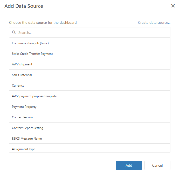 The Add Data Source dialog is displayed.