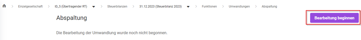 Bearbeitung beginnen