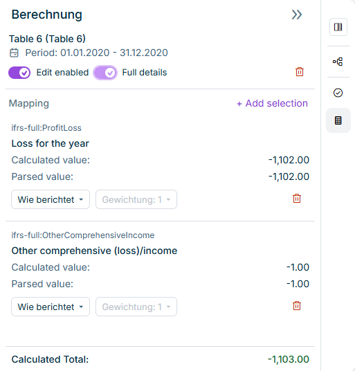 Calculations in XBRL Tagger