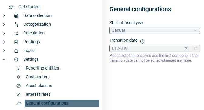 The general configurations workspace is displayed.