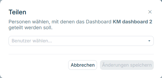 Der Dialog 'Teilen' mit dem Feld zum Wählen von Benutzern.