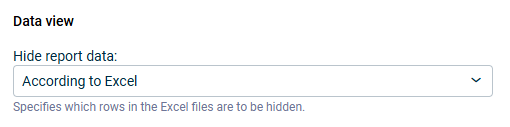 'Data view' dialog with the 'Hide report data' setting