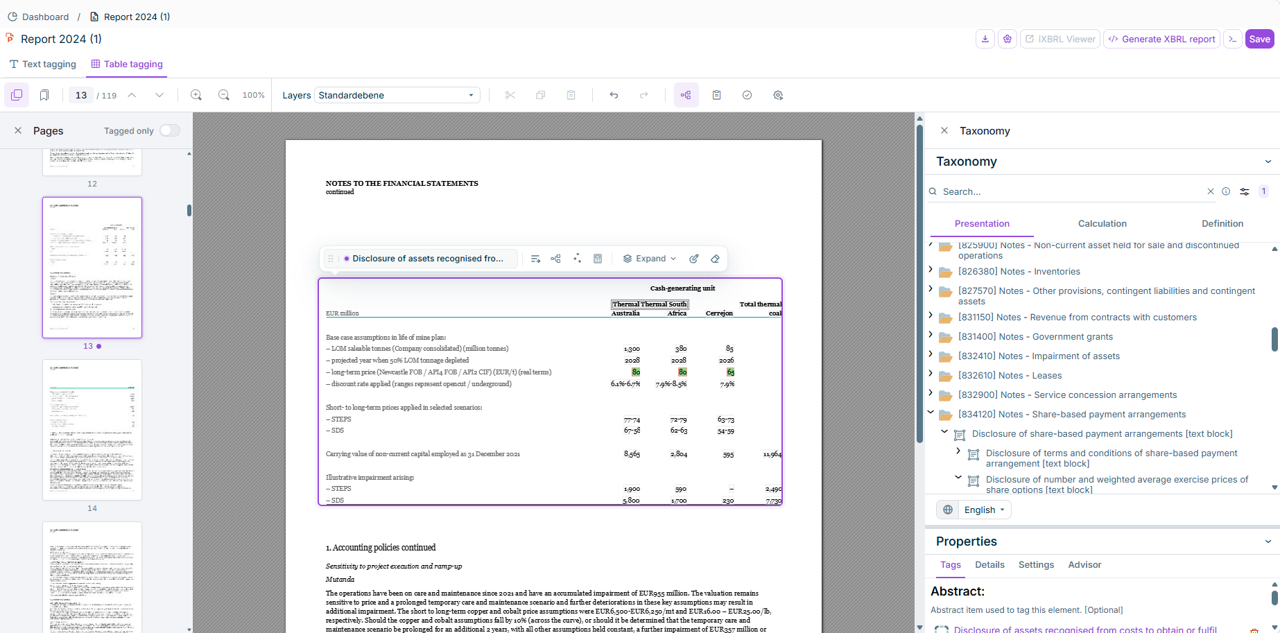 Shows the user interface when editing a PDF document